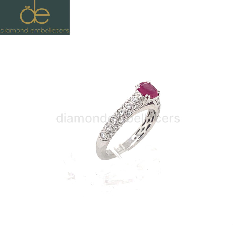 Platinum Natural Ruby & Natural Diamond Ring