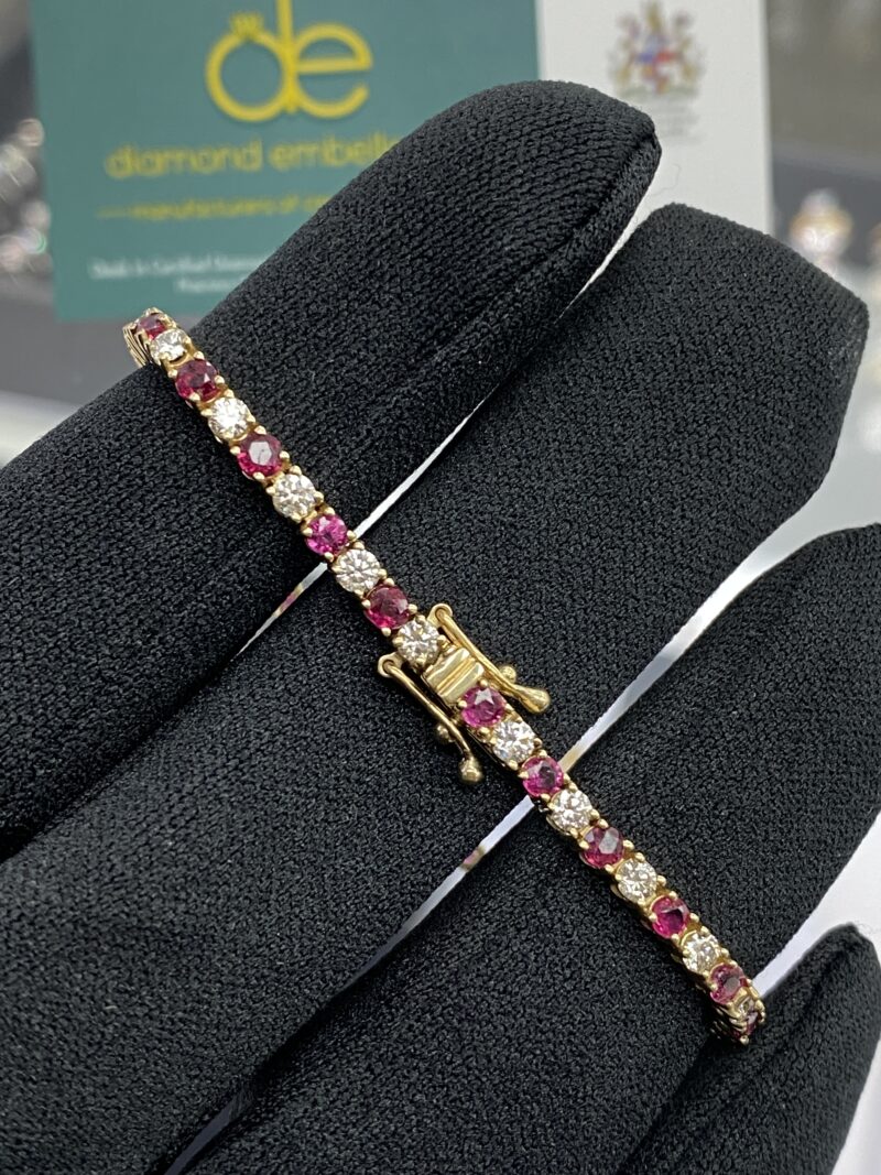 Yellow Gold 5.6ct Natural Ruby & Diamond Bracelet 