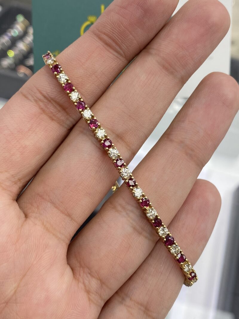Yellow Gold 5.6ct Natural Ruby & Diamond Bracelet 