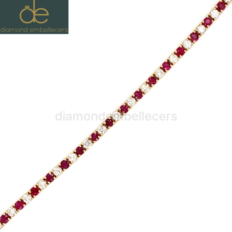 Yellow Gold 5.6ct Natural Ruby & Diamond Bracelet 