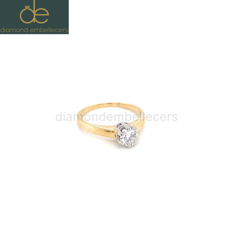 18K White & Yellow Gold Natural Round Brilliant 0.44ct Diamond Ring