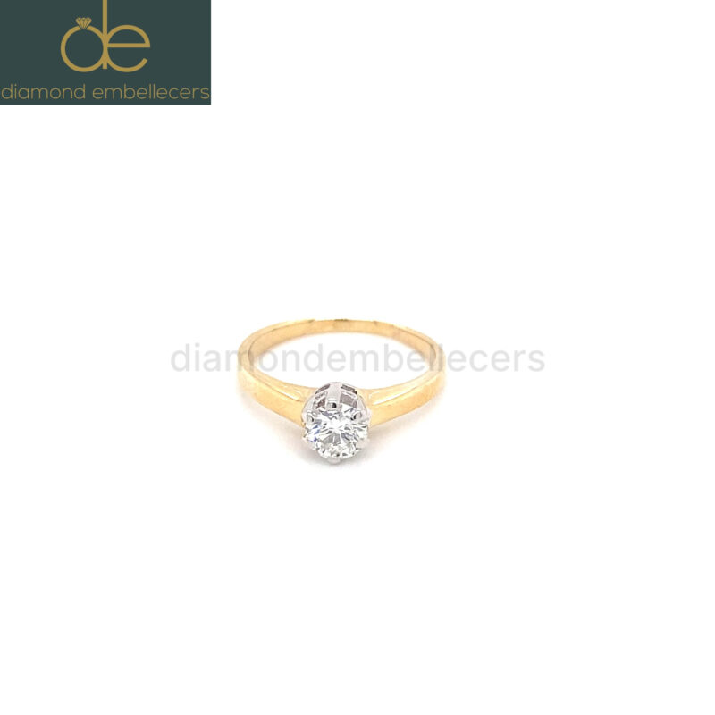 18K White & Yellow Gold Natural Round Brilliant 0.44ct Diamond Ring