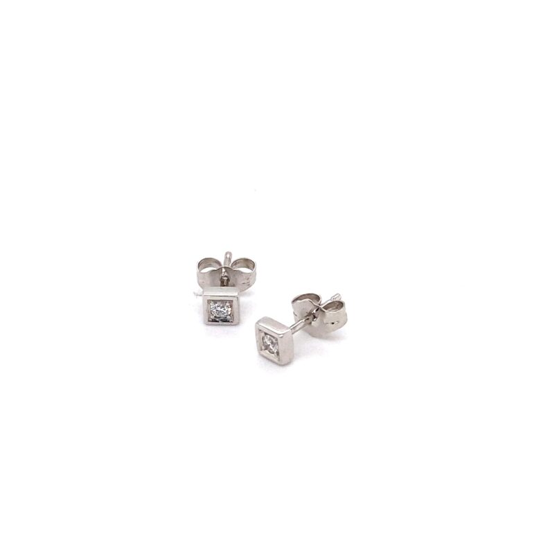 9K White Gold 0.06ct Diamond Stud Earring