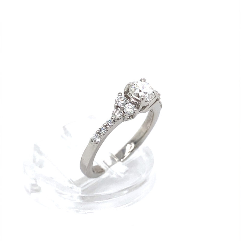 Platinum Natural Round Brilliant Diamond Ring