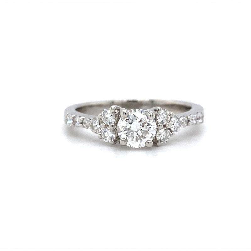 Platinum Natural Round Brilliant Diamond Ring