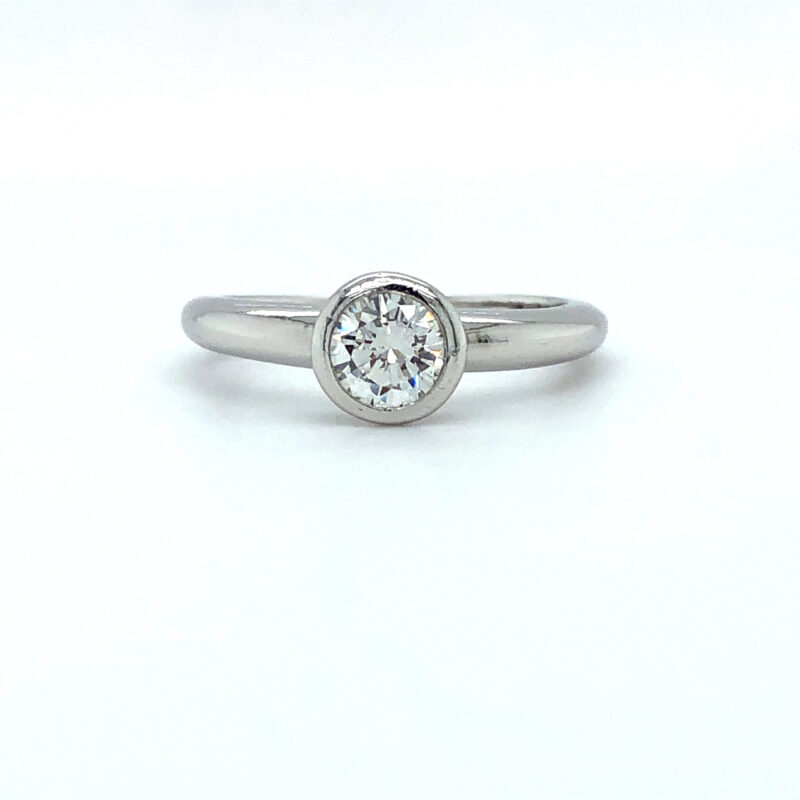 WGI Certified Platinum Gold Natural Round Brilliant 0.50ct Diamond Ring