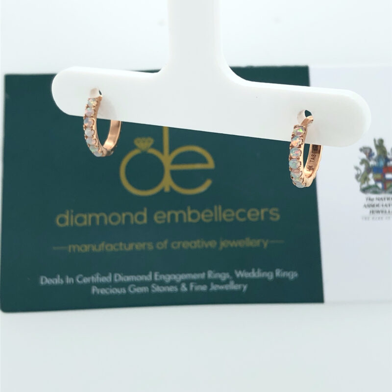 18K Rose Gold Diamond Opal Earring