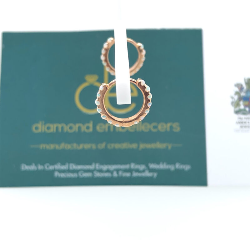 18K Rose Gold Diamond Opal Earring