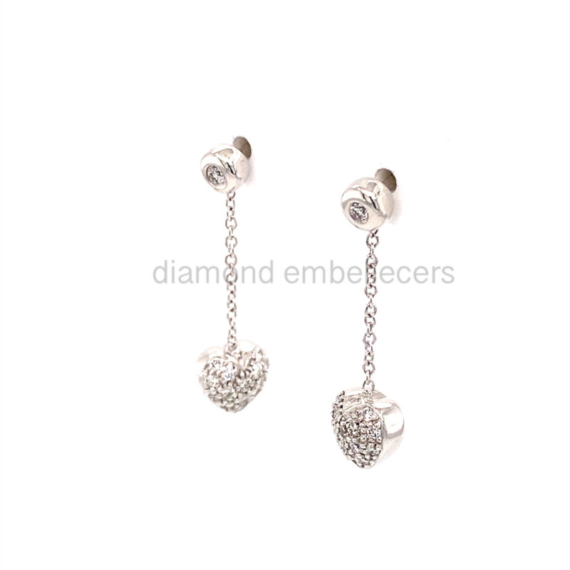 18K White Gold Diamond Drop Earring