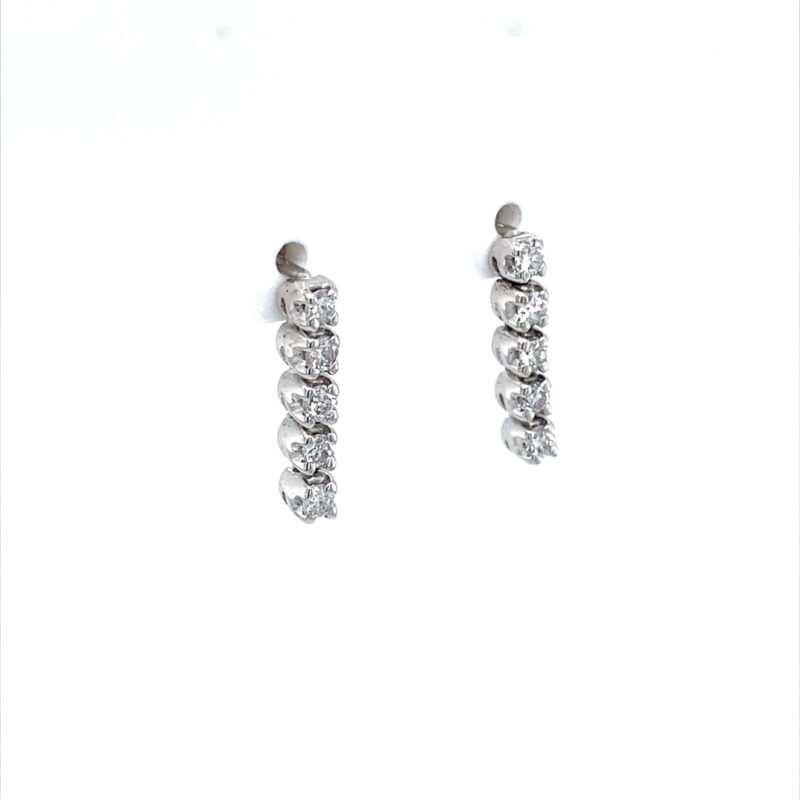 18K White Gold Diamond Drop Earring