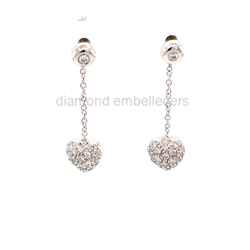 18K White Gold Diamond Drop Earring