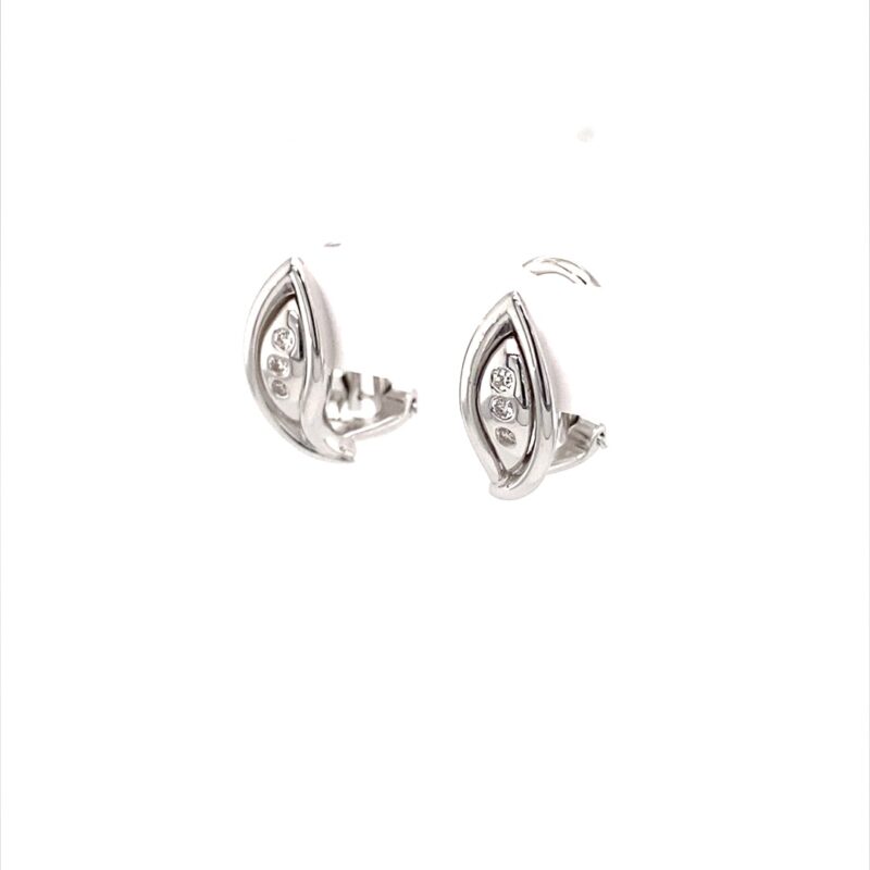 18K White Gold Diamond Stud Earring