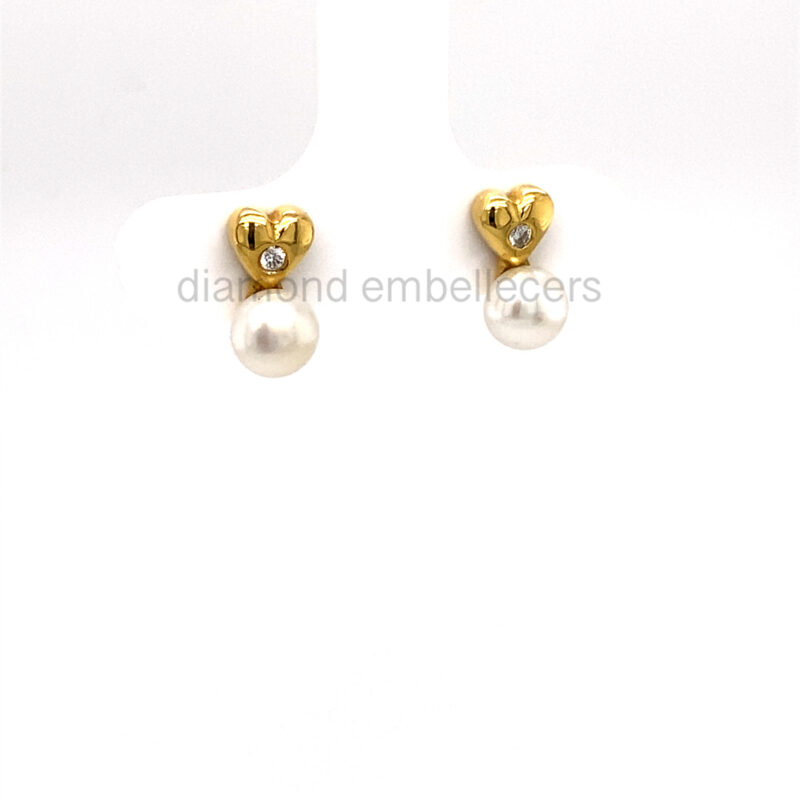 18K Yellow Gold Diamond Drop Earring