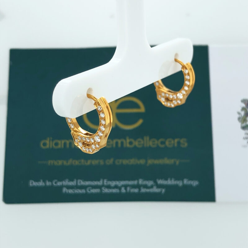 18K Yellow Gold 0.45ct Diamond Hoops Earring