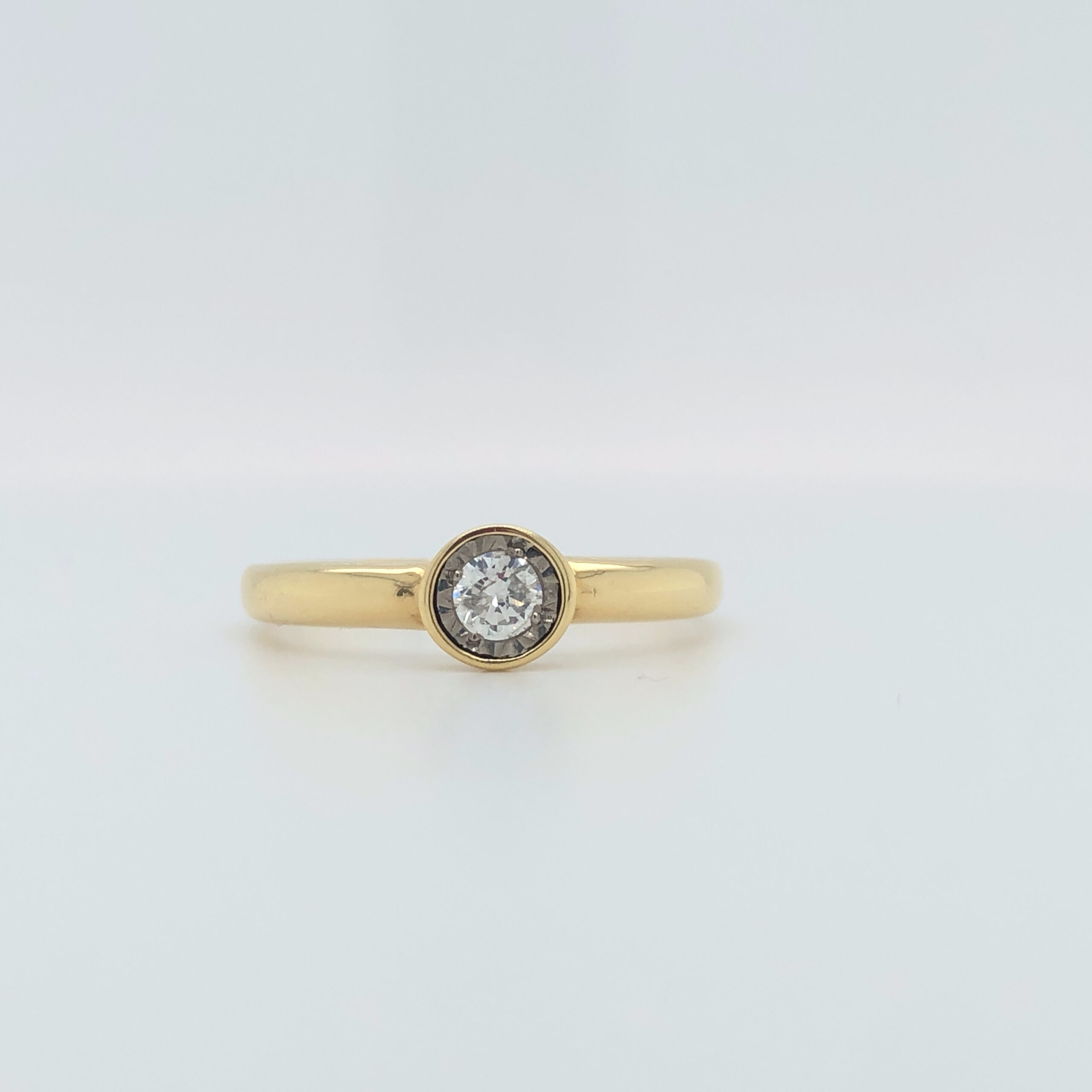 18K Yellow Gold Natural Round Brilliant 0.15ct Diamond Ring - Image 4