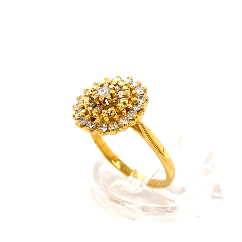 18K Yellow Gold Natural Round Brilliant 0.5ct Diamond Ring