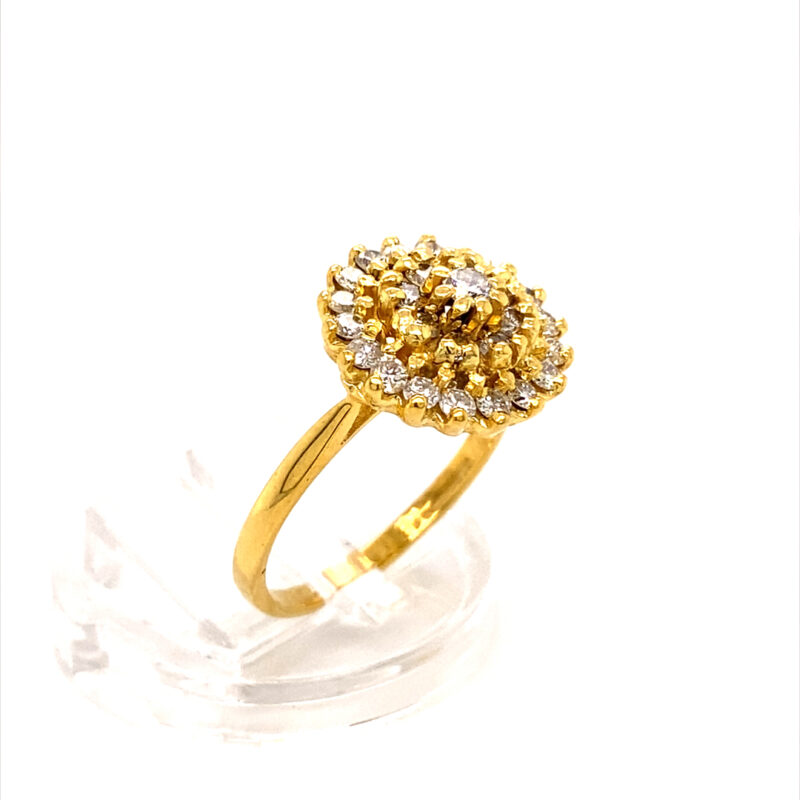 18K Yellow Gold Natural Round Brilliant 0.5ct Diamond Ring