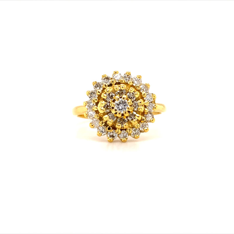 18K Yellow Gold Natural Round Brilliant 0.5ct Diamond Ring