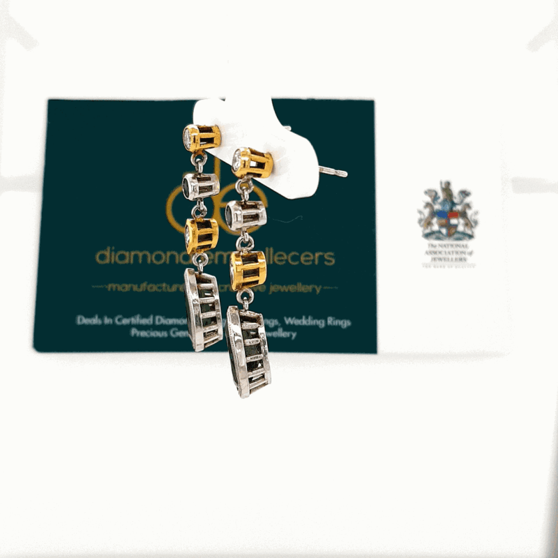 Certified 18K Yellow Gold 6.22ct Diamond Drop Earring