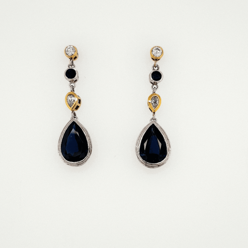 Certified 18K Yellow Gold 6.22ct Diamond Drop Earring