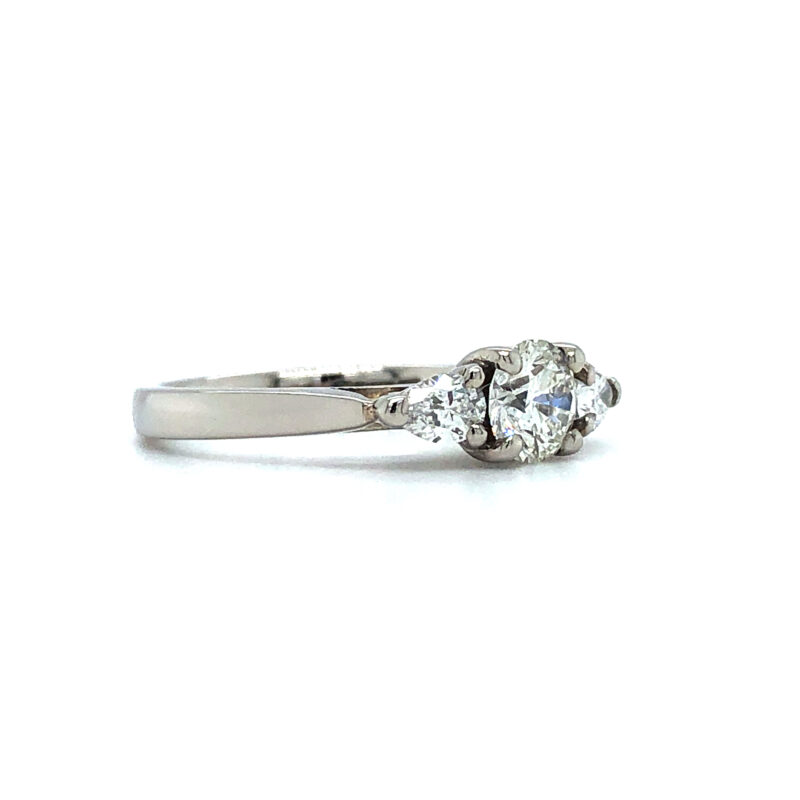 Platinum Natural Diamond 0.44ct Triology Ring