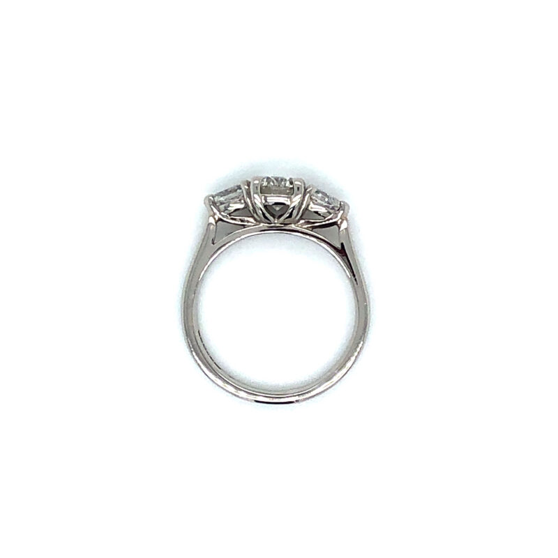 Platinum Natural Diamond 0.44ct Triology Ring