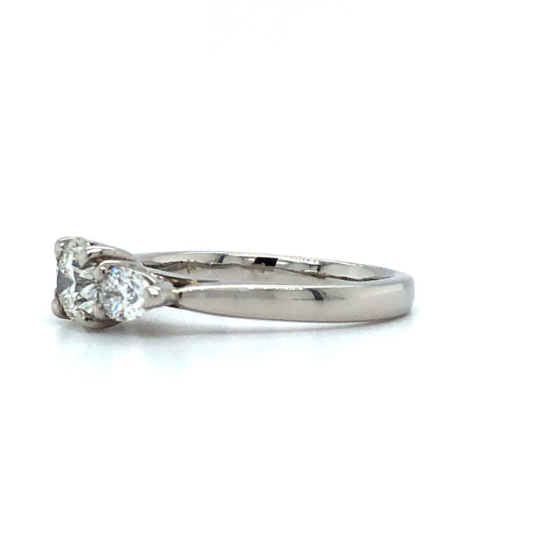 Platinum Natural Diamond 0.44ct Triology Ring