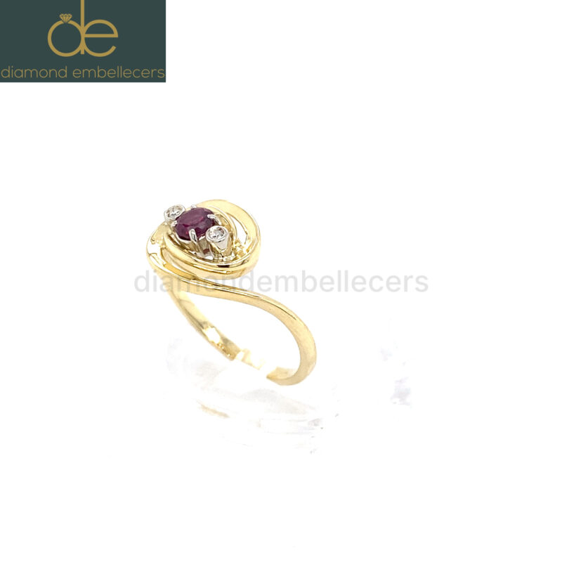 18K Yellow Gold Natural Round Brilliant Diamond Ring