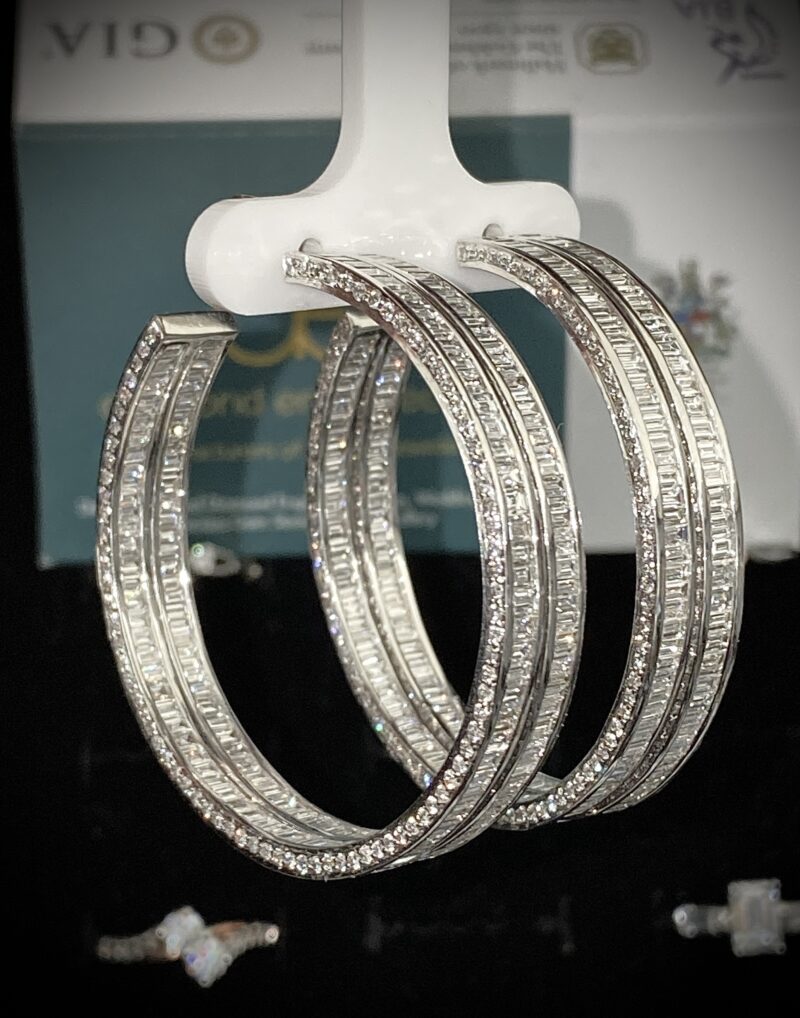 18K White Gold 18ct Diamond Hoop Earring