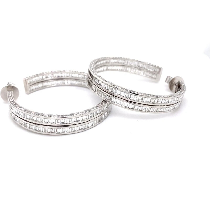 18K White Gold 18ct Diamond Hoop Earring