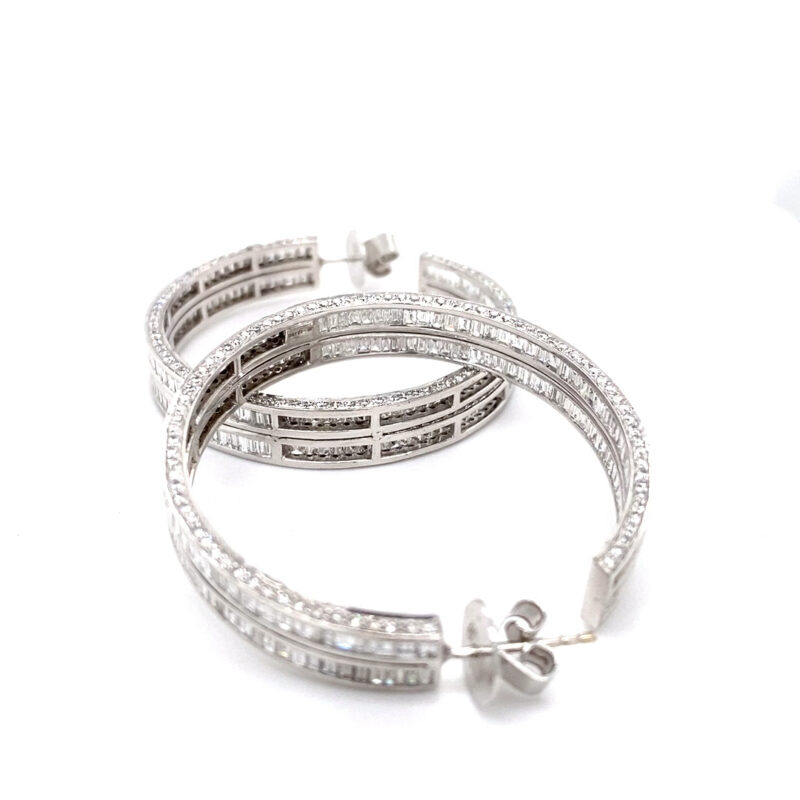 18K White Gold 18ct Diamond Hoop Earring