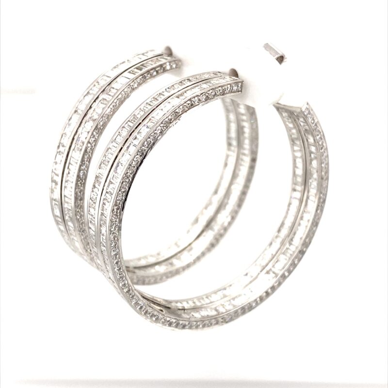 18K White Gold 18ct Diamond Hoop Earring