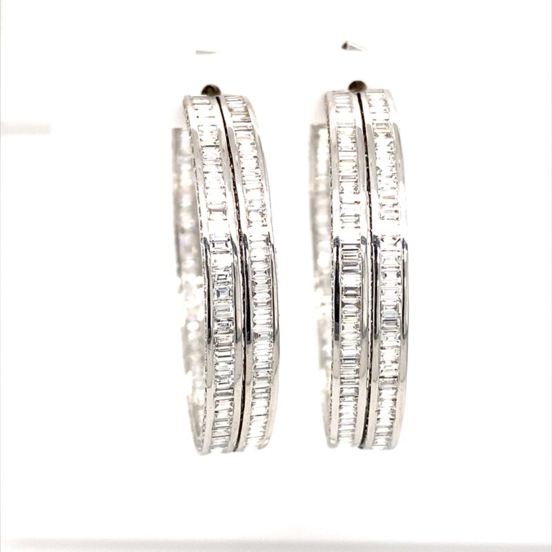 18K White Gold 18ct Diamond Hoop Earring