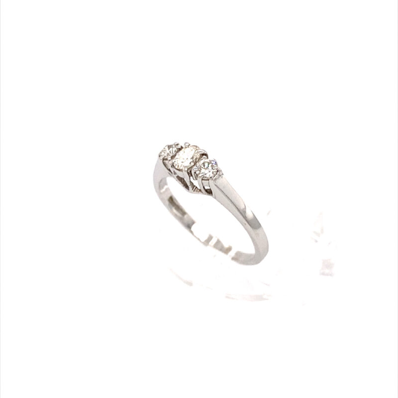 18k White Gold 0.33ct Natural Diamond Trilogy Ring