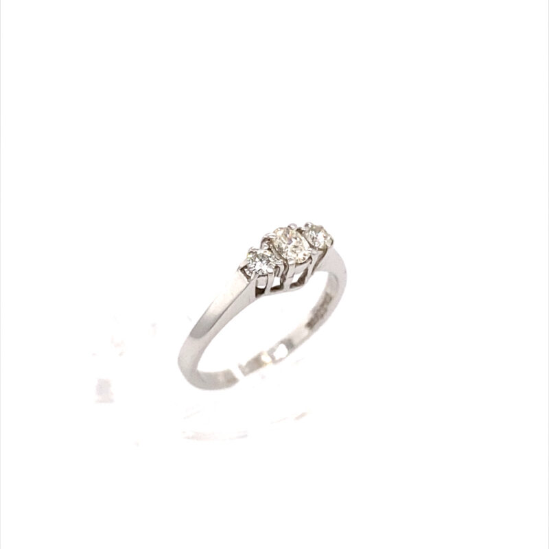 18k White Gold 0.33ct Natural Diamond Trilogy Ring