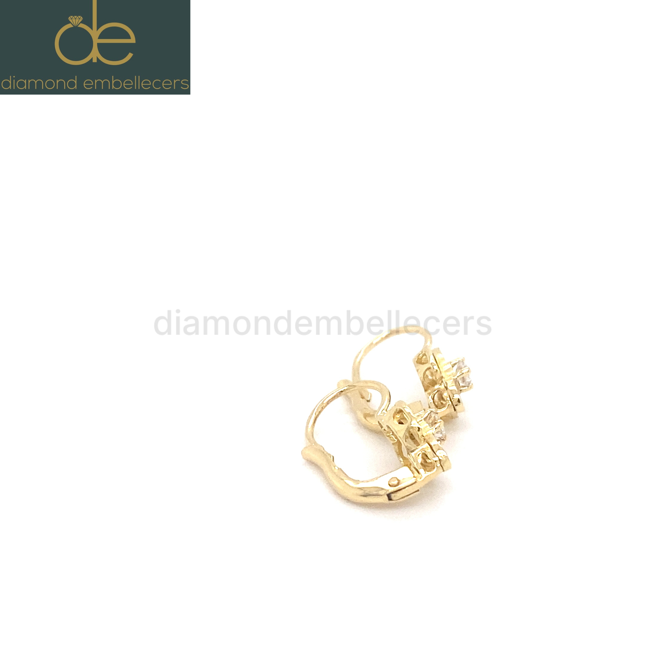 18K Yellow Gold Diamond Hoop Earrings - Image 3