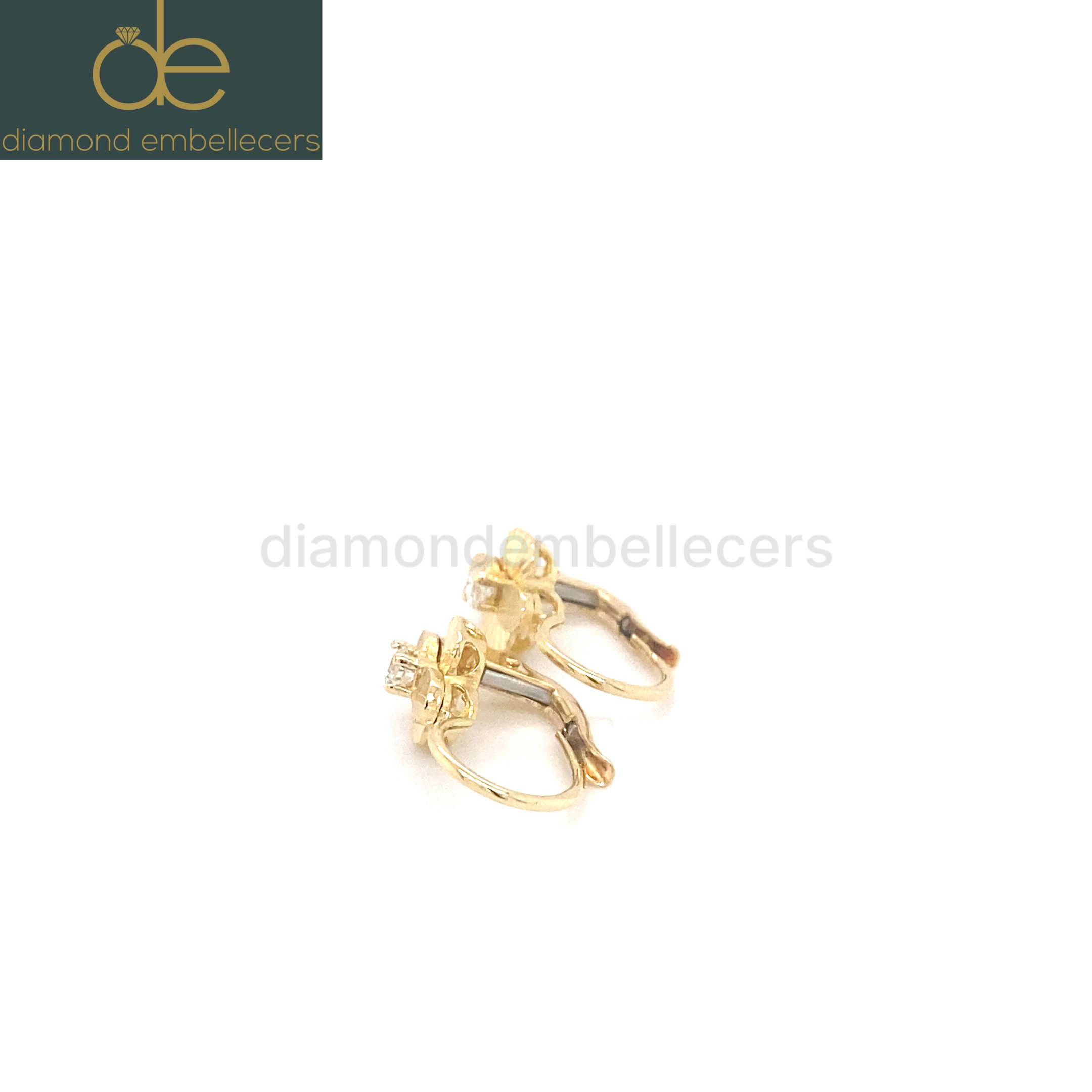 18K Yellow Gold Diamond Hoop Earrings - Image 4