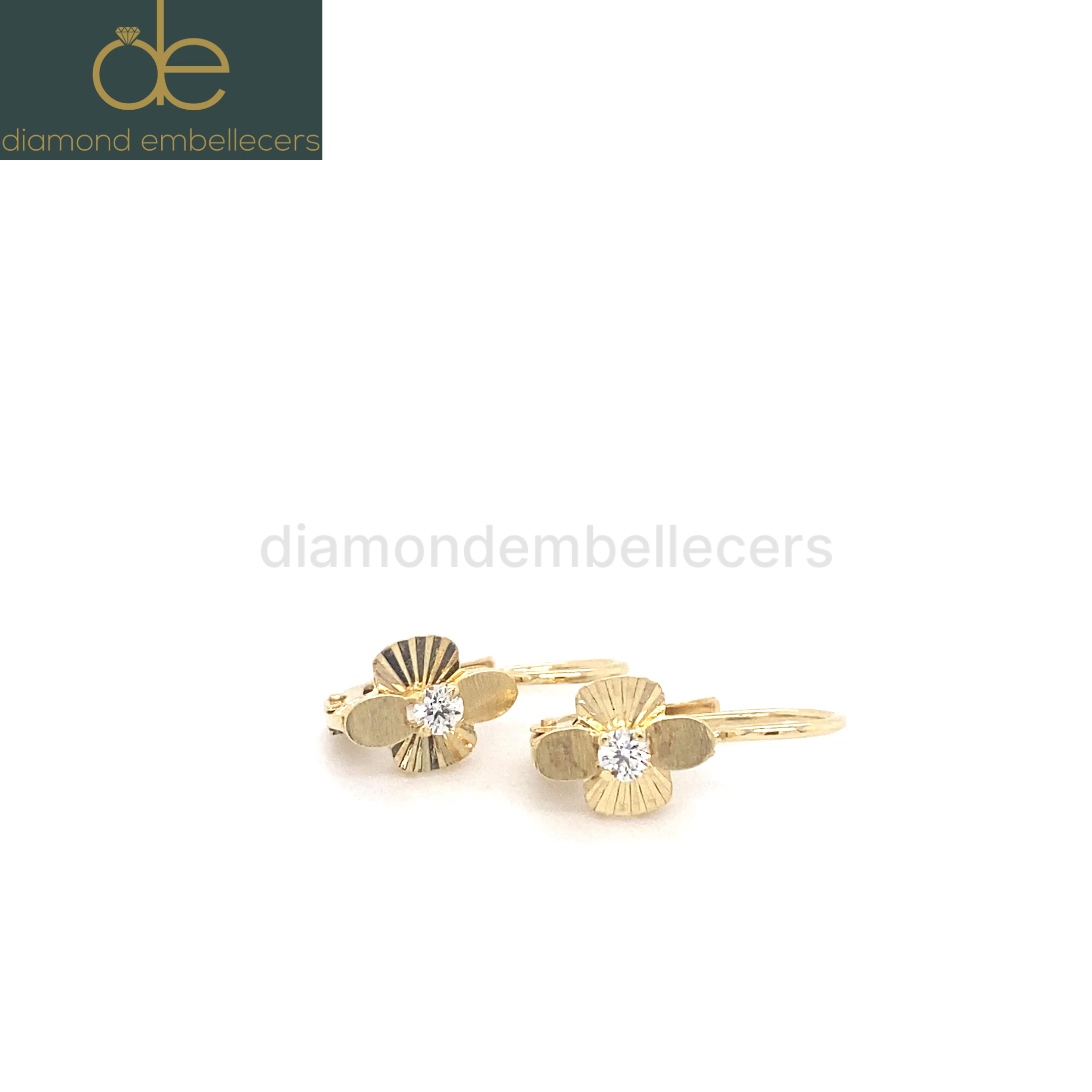 18K Yellow Gold Diamond Hoop Earrings - Image 5