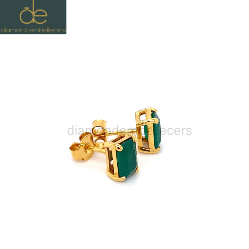 Certified 18K Yellow Gold Natural 1.63ct Green Emerald Earrings