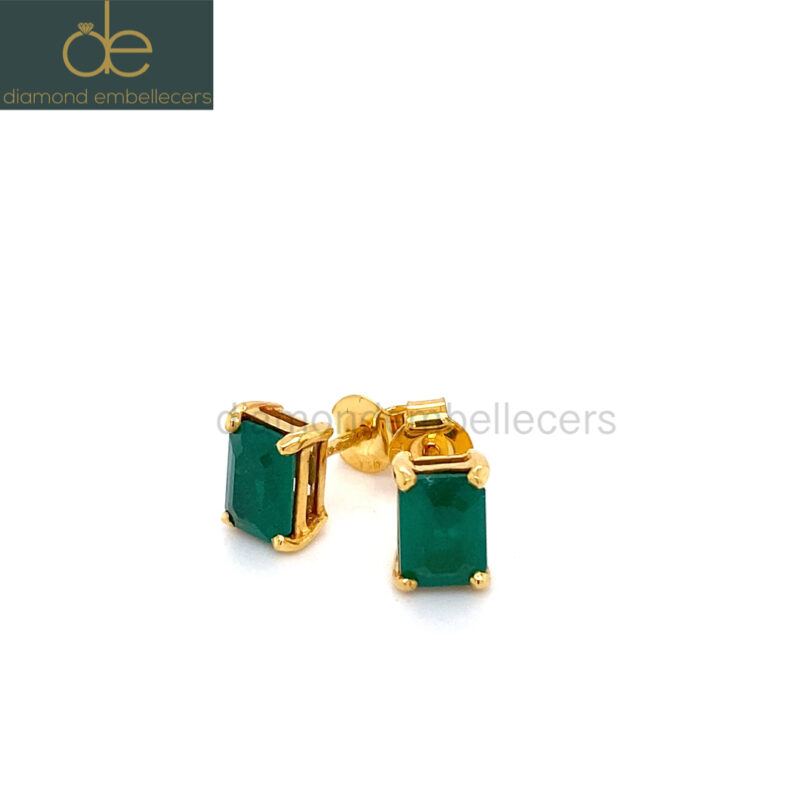 Certified 18K Yellow Gold Natural 1.63ct Green Emerald Earrings