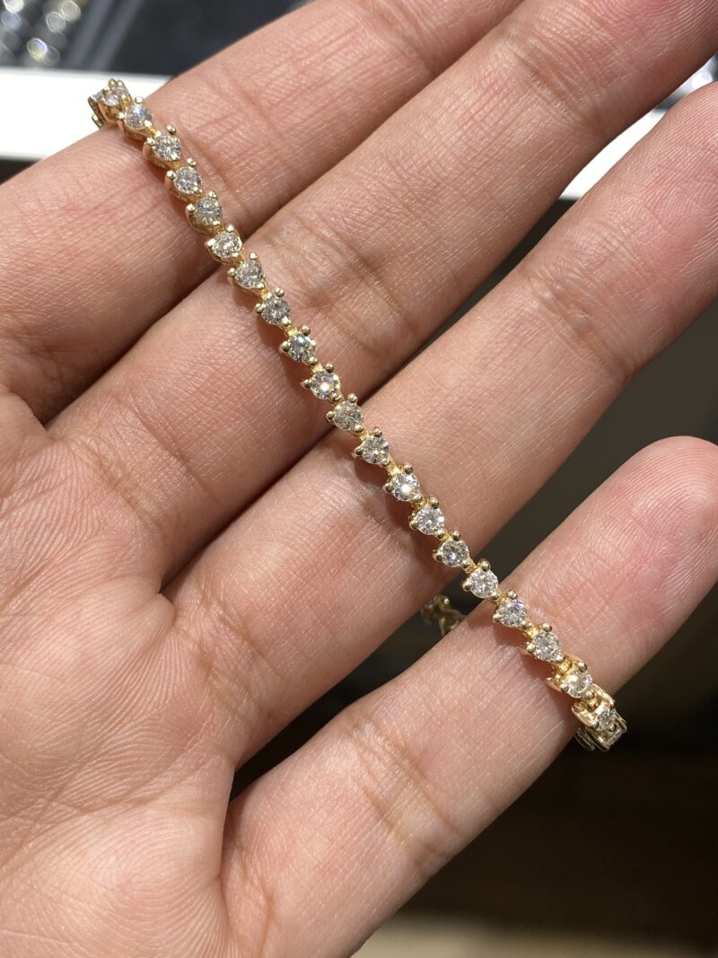 Yellow Gold 3.5ct Natural Diamond Tennis Bracelet