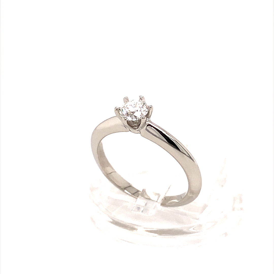 Platinum Natural 0.40ct Round Brilliant Diamond Ring - Image 3