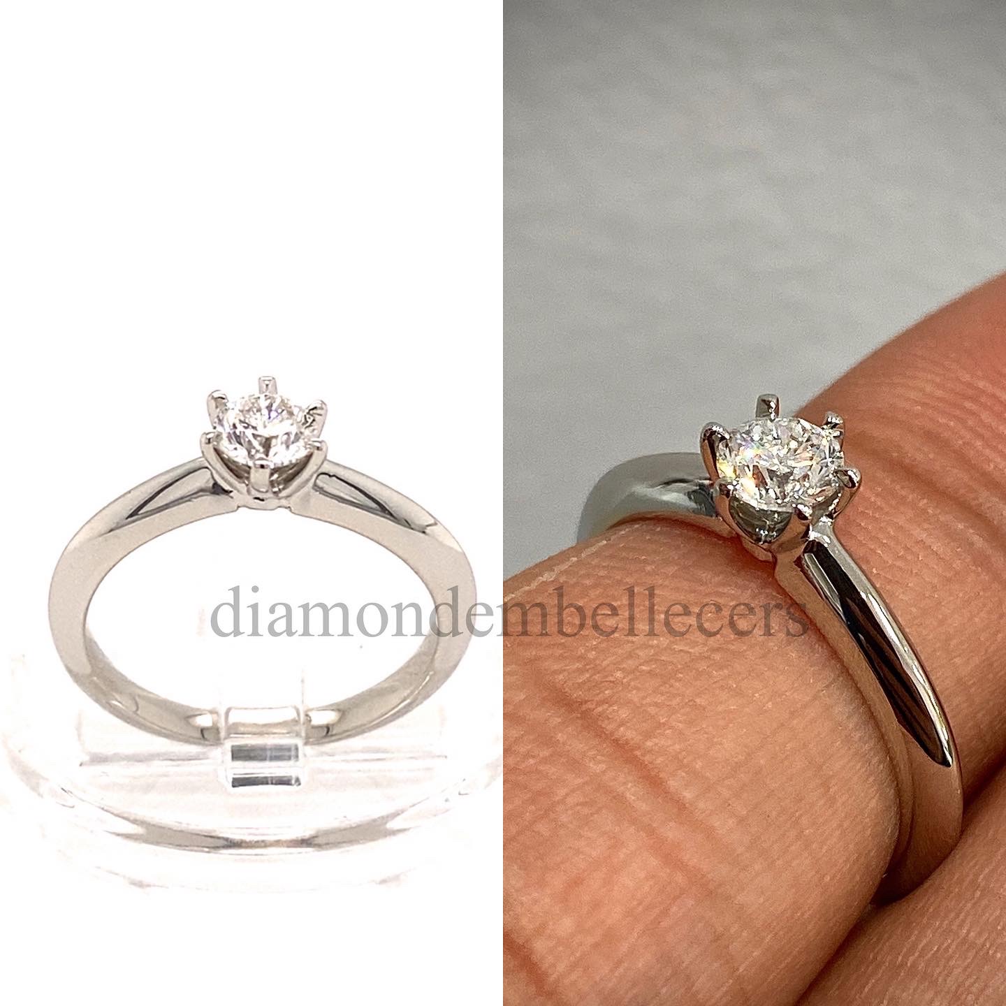 Platinum Natural 0.40ct Round Brilliant Diamond Ring - Image 6