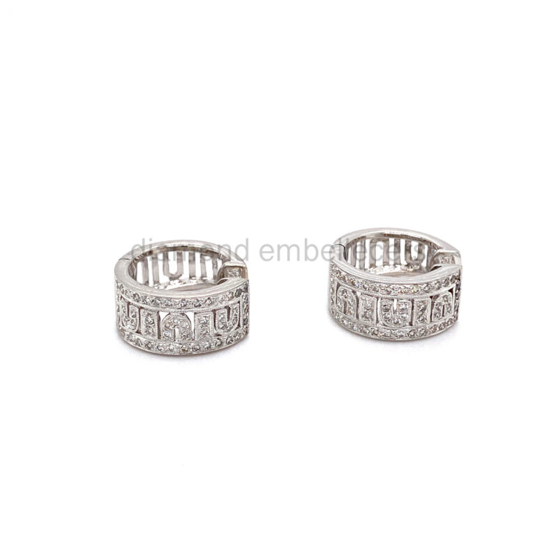 18K White Gold Diamond Hoop Earring