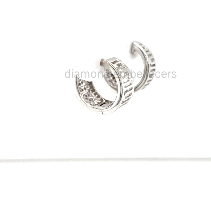 18K White Gold Diamond Hoop Earring