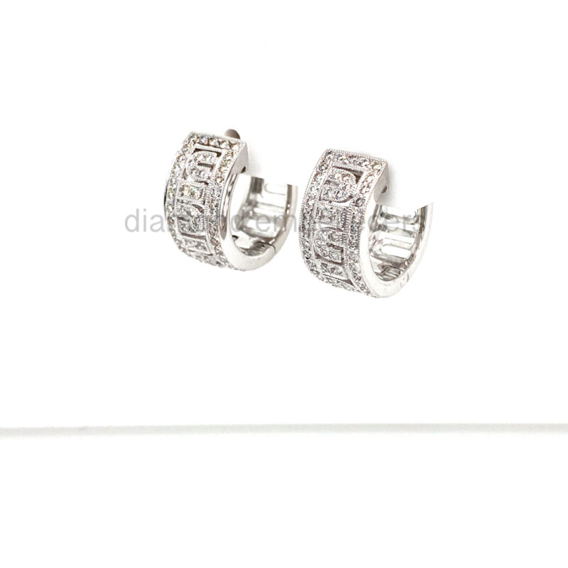 18K White Gold Diamond Hoop Earring