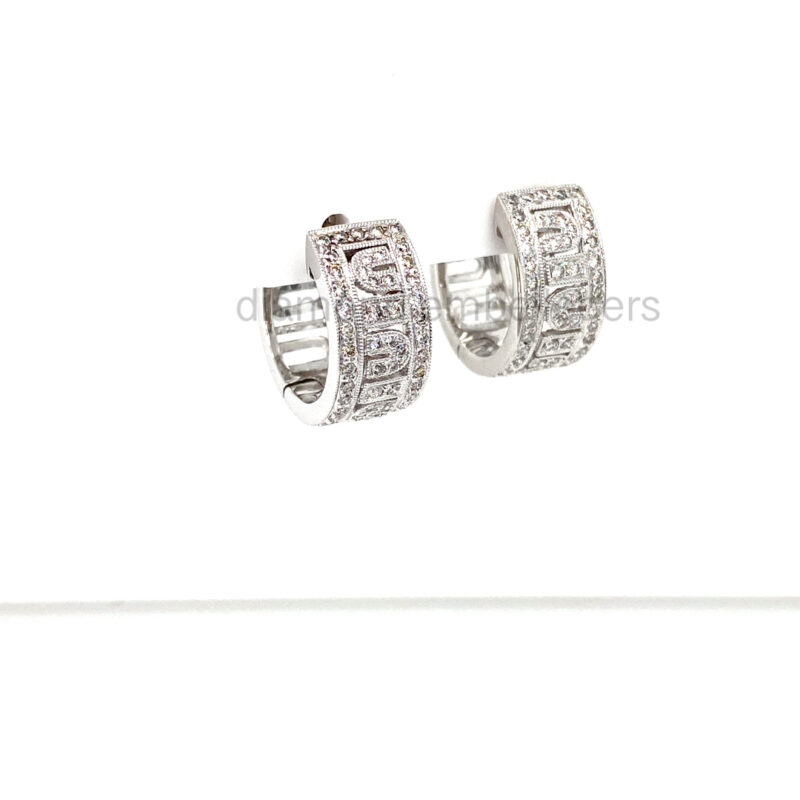 18K White Gold Diamond Hoop Earring