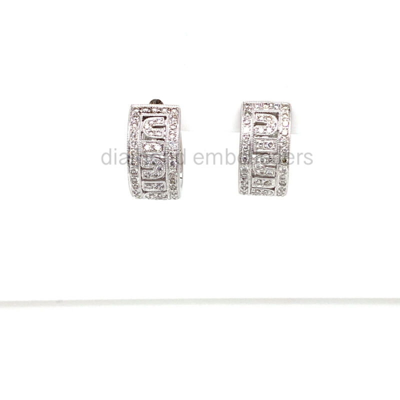 18K White Gold Diamond Hoop Earring