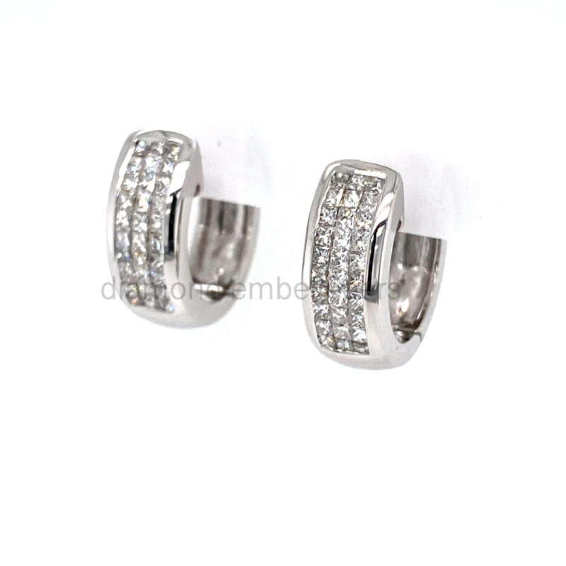 18K White Gold 1.05ct Diamond Hoop Earrings