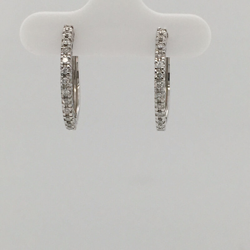 18K White Gold 0.28ct Diamond Hoop Earrings